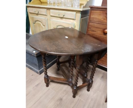 ANTIQUE MAHOGANY GATE LEGGED TABLE WITH BARLEY TWIST LEGS