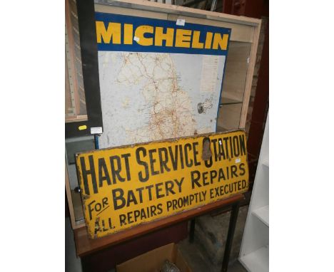 Enamel Service Station Sign and a Michelin Sign