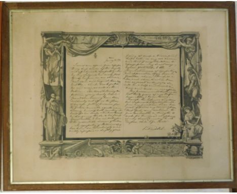 Framed black and white print of Queen Victoria's address to the nation on the death of her grandson, Prince Albert Victor, Du