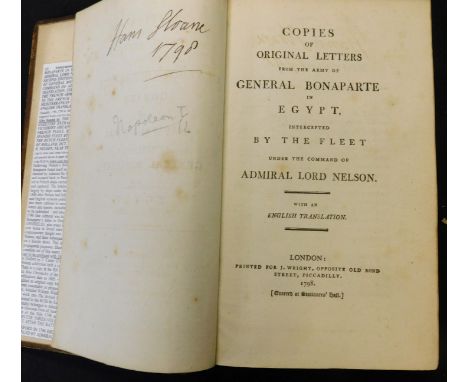ANON: COPIES OF ORIGINAL LETTERS FROM THE ARMY OF GENERAL BONAPARTE IN EGYPT INTERCEPTED BY THE FLEET UNDER THE COMMAND OF AD