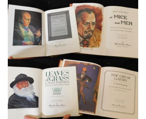 WALT WHITMAN: LEAVES OF GRASS, ill Rockwell Kent, 1977, original decorative leather gilt, all edges gilt + F SCOTT FITZGERALD