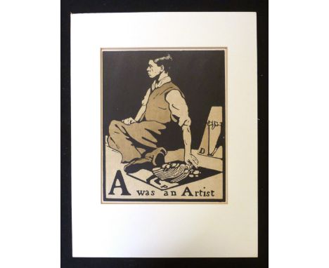 WILLIAM NICHOLSON: A WAS AN ARTIST, [1898], original litho print from "An Alphabet", approx 245 x 195mm