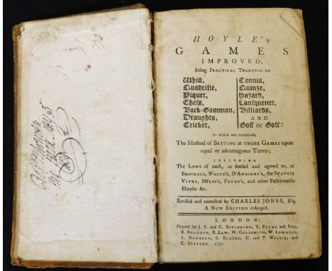 EDMOND HOYLE: HOYLE'S GAMES IMPROVED..., ed Charles Jones, London, printed for J F &amp; C Rivington et al, 1790, new edition