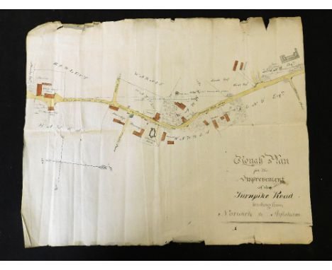 PLAN FOR THE IMPROVEMENT OF THE TURNPIKE ROAD LEADING FROM AYLSHAM TO NORWICH IN THE COUNTY OF NORFOLK, early 19th century ma