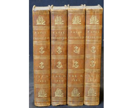 THE NAVAL CHRONICLE..., 1803-04, vols 9-12, vols 9-11 lacking vignette titles, vol 9 14 plates as list, vol 10, 12 (of 13) pl