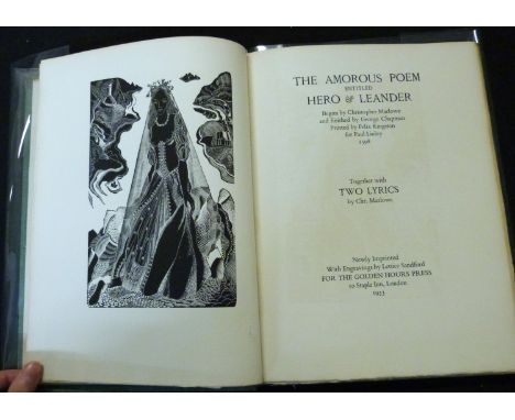 CHRISTOPHER MARLOWE AND GEORGE CHAPMAN: THE AMOROUS POEM ENTITLED HERO &amp; LEANDER, ill Lettice Sandford, London, The Golde