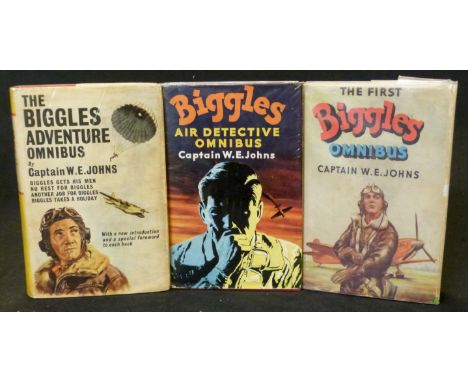 W E JOHNS: 3 titles: THE FIRST BIGGLES OMNIBUS, London, Hodder &amp; Stoughton, 1953, 1st edition, original cloth, d/w (very 