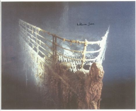 Titanic: 8x12 Inch Photo Of The Wreck Of RMS Titanic Signed By Survivor Millvina Dean. An Evocative Image Of The Bow Of Titan