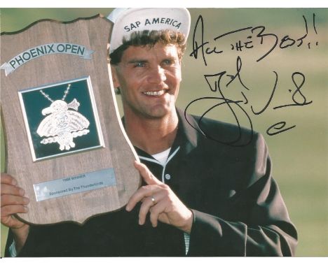 Golf 3 Signed Photos Jesper Parnevik, R. Carriedo &amp; Fuzzy Zoeller. Good Condition. All signed pieces come with a Certific