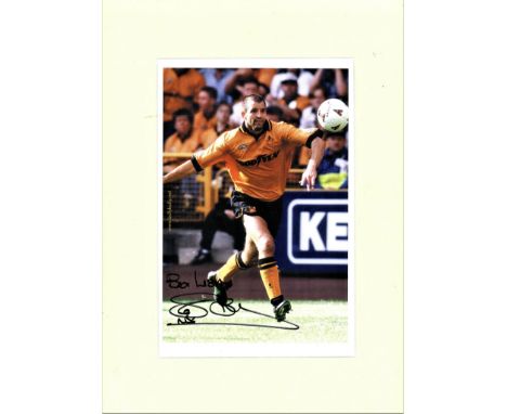 Football Steve Bull 16x12 mounted signed colour photo pictured in action for Wolverhampton Wanderers. Mounted to a high stand