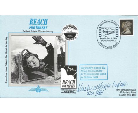 Wg Comm K Mackenzie signed Reach for the Sky cover. Good Condition. All signed pieces come with a Certificate of Authenticity