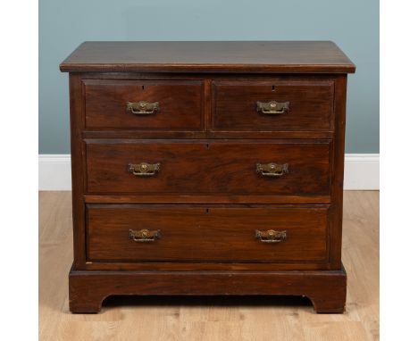 A Maple & Co. small chest of drawers The Edwardian walnut chest of two short over two long drawers, all standing on bracket f