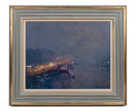 Peter Wileman (British 1946-) 'From The Rialto, Winter Fog', oil on board, signed lower left 'Wileman'.39cm x 49xmQty: 1Sold 