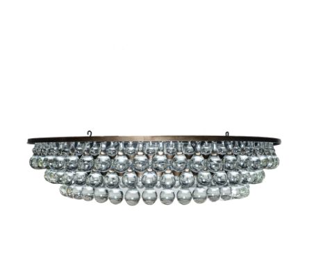 A large Ochre 'Arctic Pear' chandelier With concentric rings of heavy glass drops on a steel frame, suspended by delicate wir