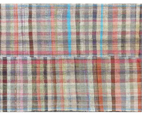 Two modern checked Kilims Each sewn together from two panels.267cm x 207cm and 293cm x 187cmQty: 2The first in generally good