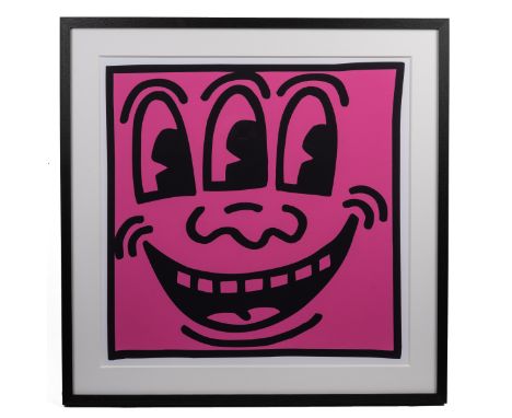 Keith Haring (American 1958-1990) Untitled, 1981, a three-eyed smile, screenprint on paper, a later reproduction.49cm x 49cmQ