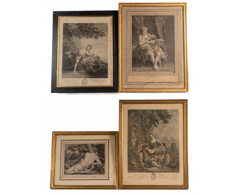A group of four engravings  Two after François Boucher (French 1703-1770), the first René Gaillard (French 1722-1790), 'L'Obé