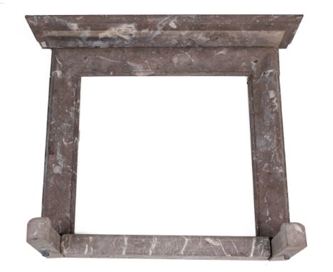 A bolection-moulded chimneypiece In a white-veined red coloured marble, complete with a matching surround to the front.118cm 