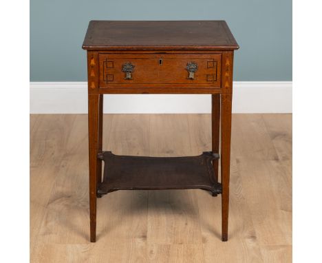 A side table, an occasional table and a basin stand The side table with a single drawer and square tapering legs united by an