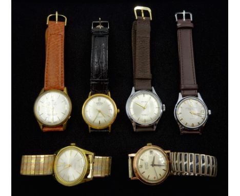 Six gentleman's automatic wristwatches including Jules Jungensen, Baume, Allaine, Trident, Chevy and BaronetCondition Report: