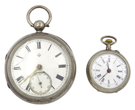 Silver open face keyless lever pocket watch by William Kirby, Malton, No. 223414, white enamel dial with Roman numerals and s