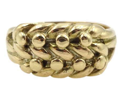 9ct gold keeper ring, maker's mark WN, Birmingham 1965Condition Report:Approx 5gm, size K-L, max depth 9mm