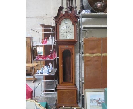 EARLY 20th CENTURY MAHOGANY LONGCASE CLOCK WITH SILVER COLOURED DIAL BY SHARMIN D NEILL LIMITED, BELFAST 