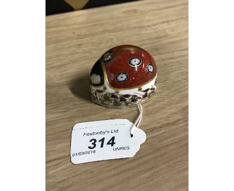 ROYAL CROWN DERBY ' LADYBIRD' WITH SILVER BUTTON