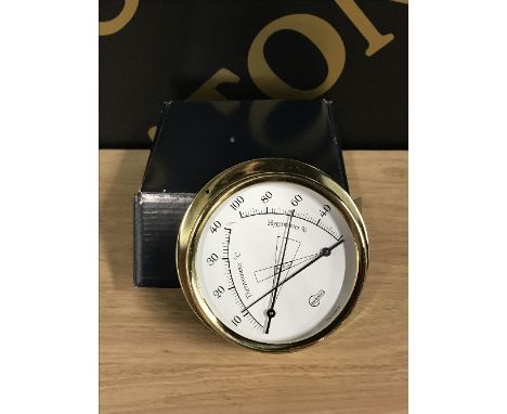 MODERN BRASS THERMOMETER & HYGROMETER