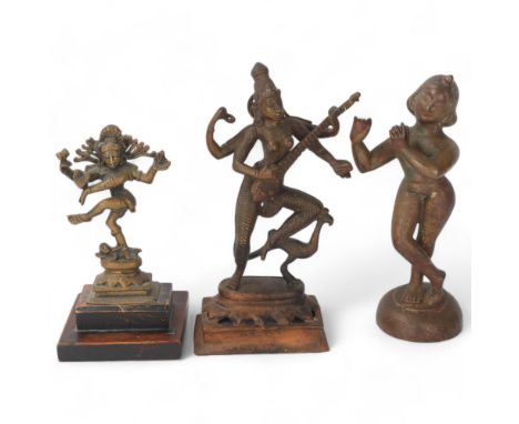 3 Indian bronze deities, largest height 22cm