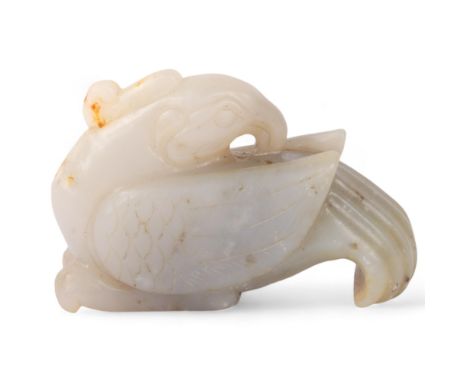 A Chinese carved jade bird design pendant, length 6cm