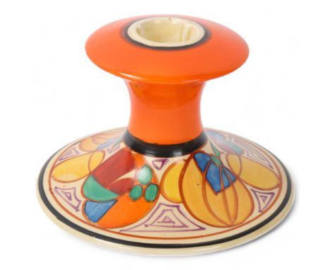 CLARICE CLIFF - Melon pattern candlestick, height 7.5cm, diameter 11.5cmGood condition, no chips cracks or restoration