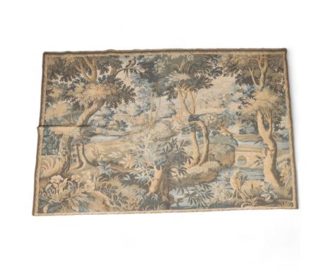 A large French machine-woven verdure wall-hanging tapestry, Continental hillside village, 190cm x 137cm