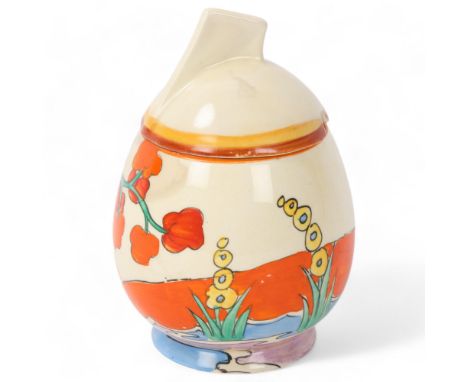 CLARICE CLIFF - Bonjour pattern preserve pot and cover, height 12cm, restoredRim of the pot has been restored, lid perfect