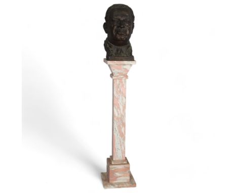 Sava Botzaris (1894 - 1965), bronze bust of Sir Hugo Hirst (1863 - 1943), bust height 44cm, on coloured marble square-section