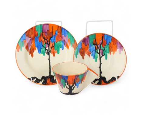 CLARICE CLIFF - Latona Tree cup saucer and plateGood condition, no chips cracks or restoration