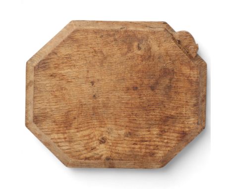 Robert Mouseman Thompson, oak breadboard, mid-20th century, 30cm x 24.5cmKnife marks and general scratching all over