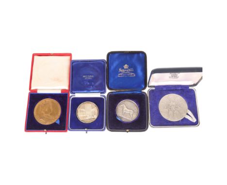 3 boxed silver commemorative medallions, Westminster Abbey 900 Years 2.79oz hallmarked, 1904 Polo Pony Society medal to "Ging