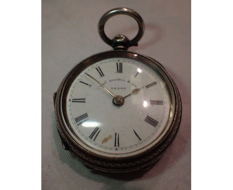 Thomas Russell &amp; Son Liverpool hallmarked silver cased, key wind fob watch, model 70590, not working at lotting. P&amp;P 