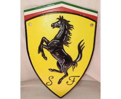 Cast iron Ferrari wall plaque, W: 25 cm. P&amp;P Group 1 (£14+VAT for the first lot and £1+VAT for subsequent lots) 