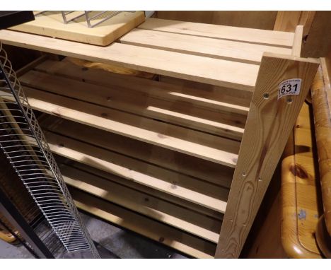 Five shelf pine racking, 85 x 26 x 85 cm H. Not available for in-house P&amp;P 