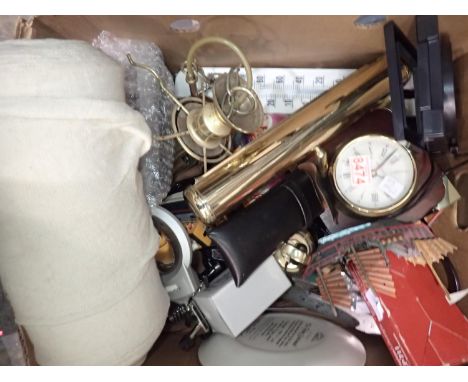 Quantity of mixed items including a clock and a thermometer. Not available for in-house P&amp;P 