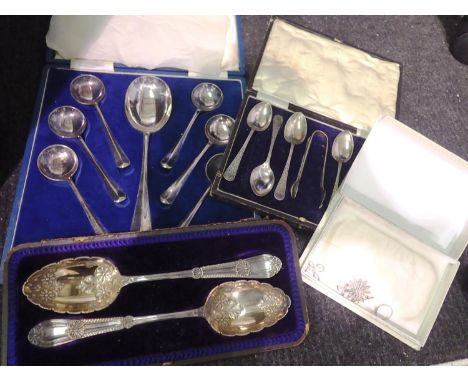 Boxed flatware including a silver plated canteen of cutlery, soup spoons etc. P&amp;P Group 2 (£18+VAT for the first lot and 