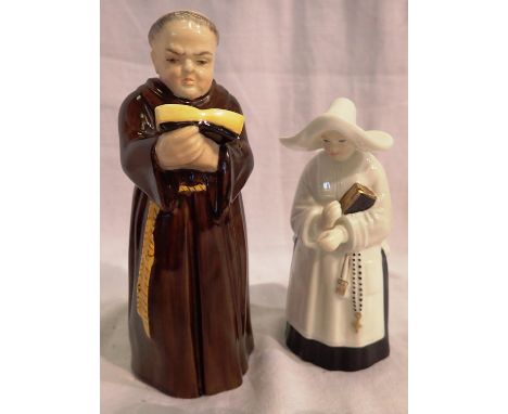 Two Royal Worcester candle snuffers, Monk and Nun, no chips or cracks, H: 12 cm. P&amp;P Group 2 (£18+VAT for the first lot a