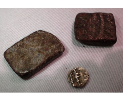 Three Indian States medieval trading coins. P&amp;P Group 1 (£14+VAT for the first lot and £1+VAT for subsequent lots) 