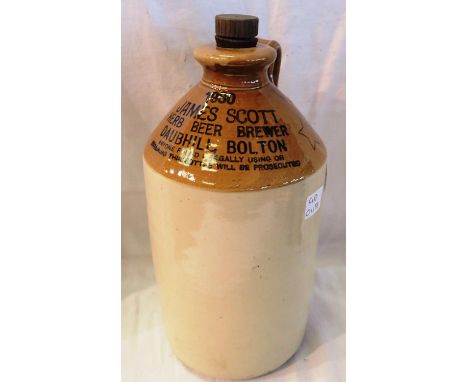 James Scott Herb Beer Brewer Bolton flagon, dated 1930, with J Scott stopper, H: 32 cm. P&amp;P Group 3 (£25+VAT for the firs