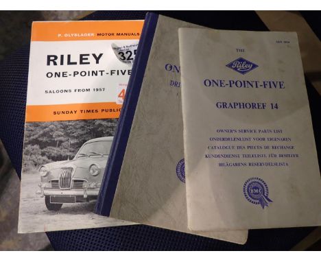Three Riley 1.5 car handbooks. P&amp;P Group 1 (£14+VAT for the first lot and £1+VAT for subsequent lots) 