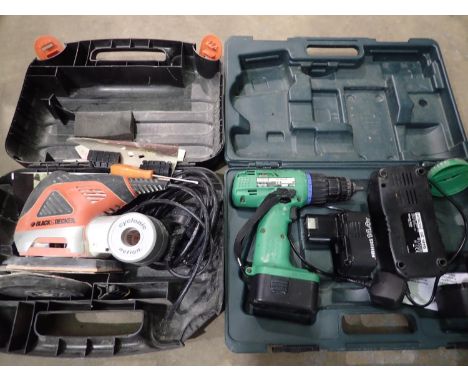 Boxed Black &amp; Decker KA270 multi purpose sander with a boxed Hitachi DS14DVF 14.4v drill. All electrical items in this lo