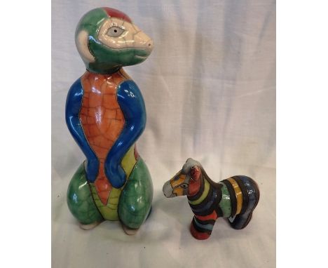 Two South Africa ceramic animals, largest H: 19 cm. P&amp;P Group 2 (£18+VAT for the first lot and £3+VAT for subsequent lots