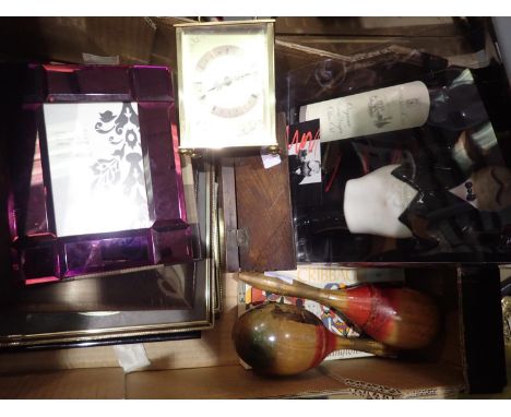 Mixed items including a carriage clock and photo frames. Not available for in-house P&amp;P 